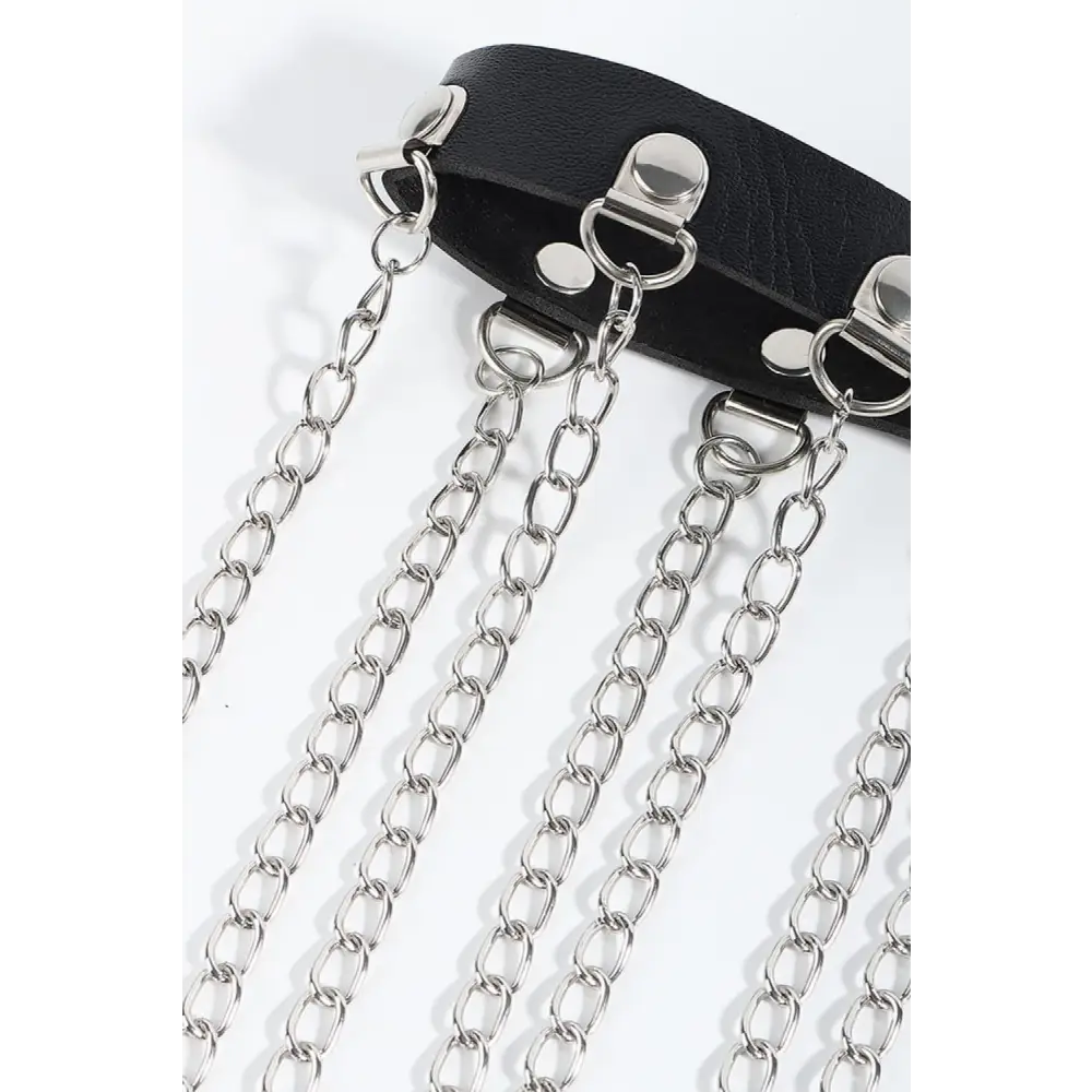 Bold Fringed Chain Leather Belt for Daring Style