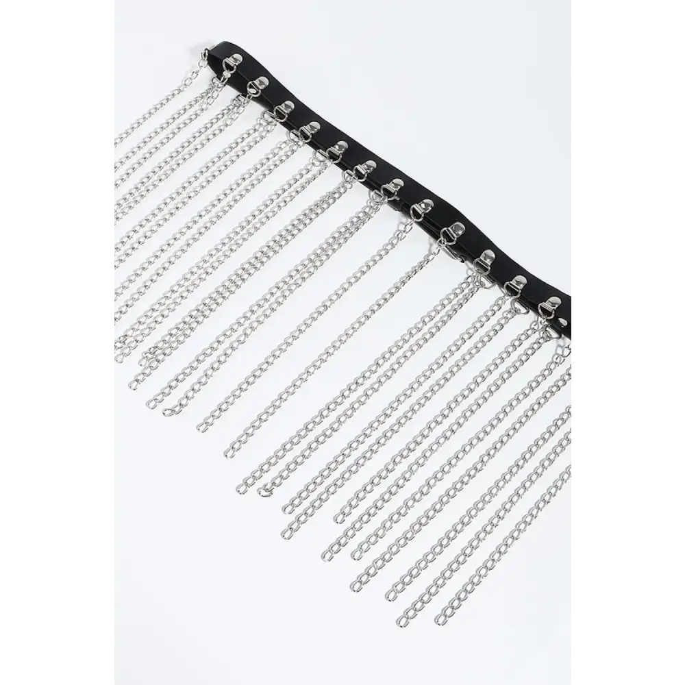 Bold Fringed Chain Leather Belt for Daring Style