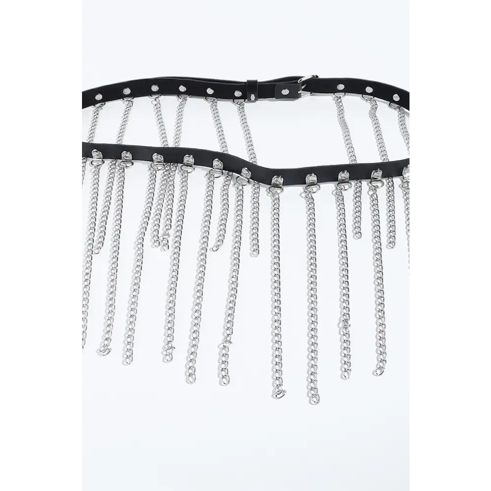 Bold Fringed Chain Leather Belt for Daring Style