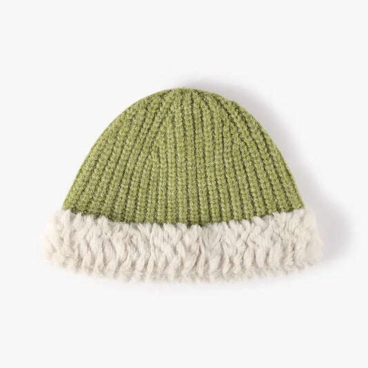 Fuzzy Hem Knit Hat - CM Fashion