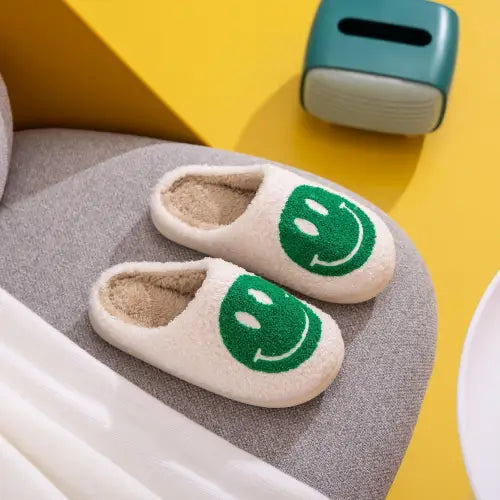 Fuzzy Melody Smiley Face Slippers for Ultimate Comfort