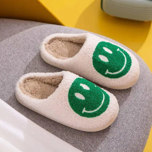 Fuzzy Melody Smiley Face Slippers for Ultimate Comfort