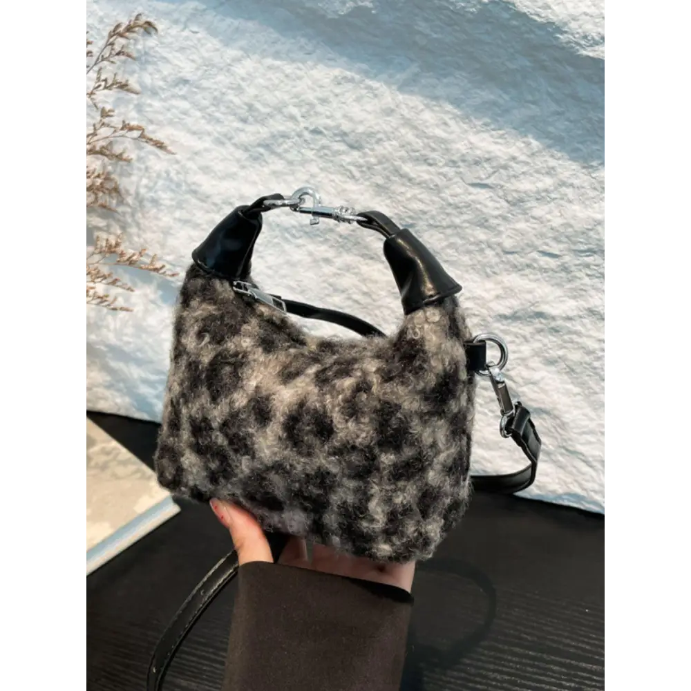 Cozy Fuzzy Polyester Mini Handbag with Original Tags