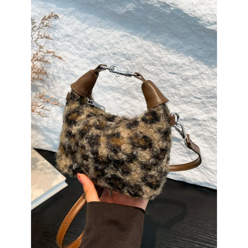 Cozy Fuzzy Polyester Mini Handbag with Original Tags