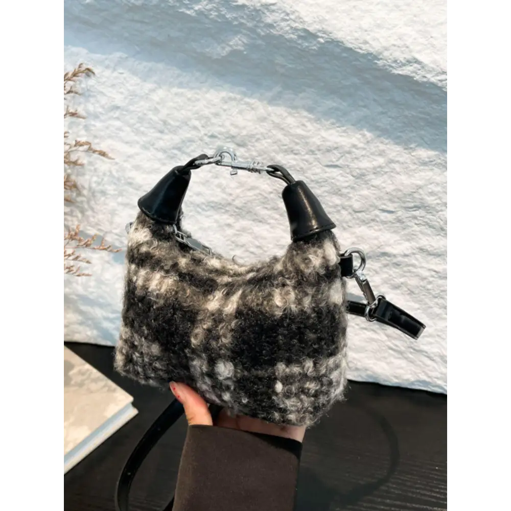 Cozy Fuzzy Polyester Mini Handbag with Original Tags