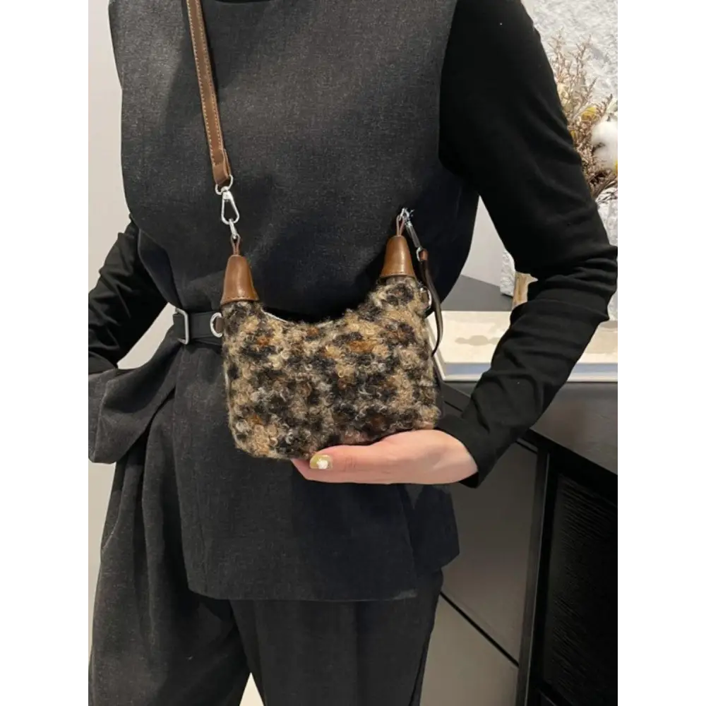 Cozy Fuzzy Polyester Mini Handbag with Original Tags