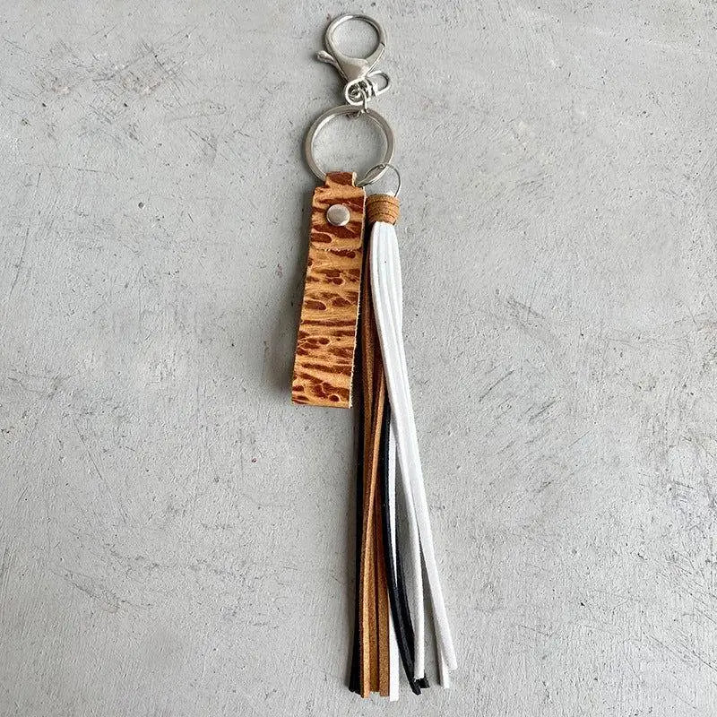 Genuine Leather Tassel Keychain