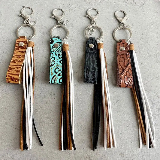 Genuine Leather Tassel Keychain - CM