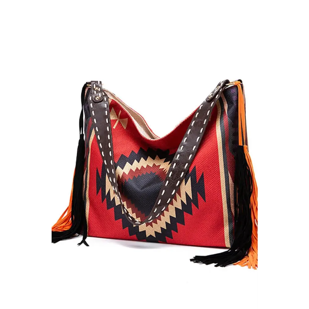 Trendy Geometric Canvas Tote Bag with Southwestern Flair