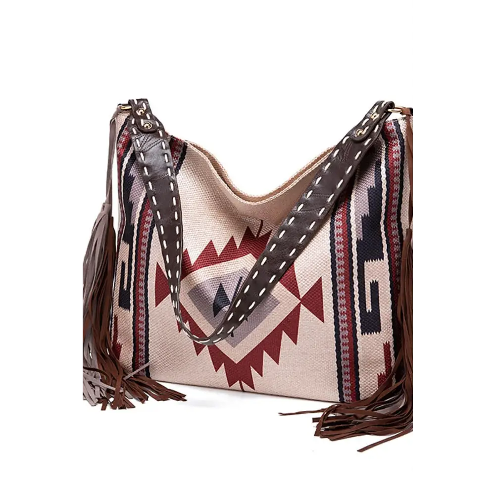 Trendy Geometric Canvas Tote Bag with Southwestern Flair