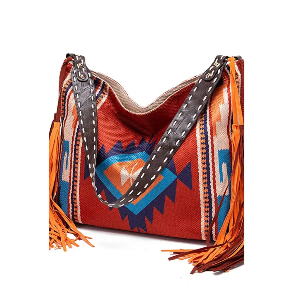 Trendy Geometric Canvas Tote Bag with Southwestern Flair