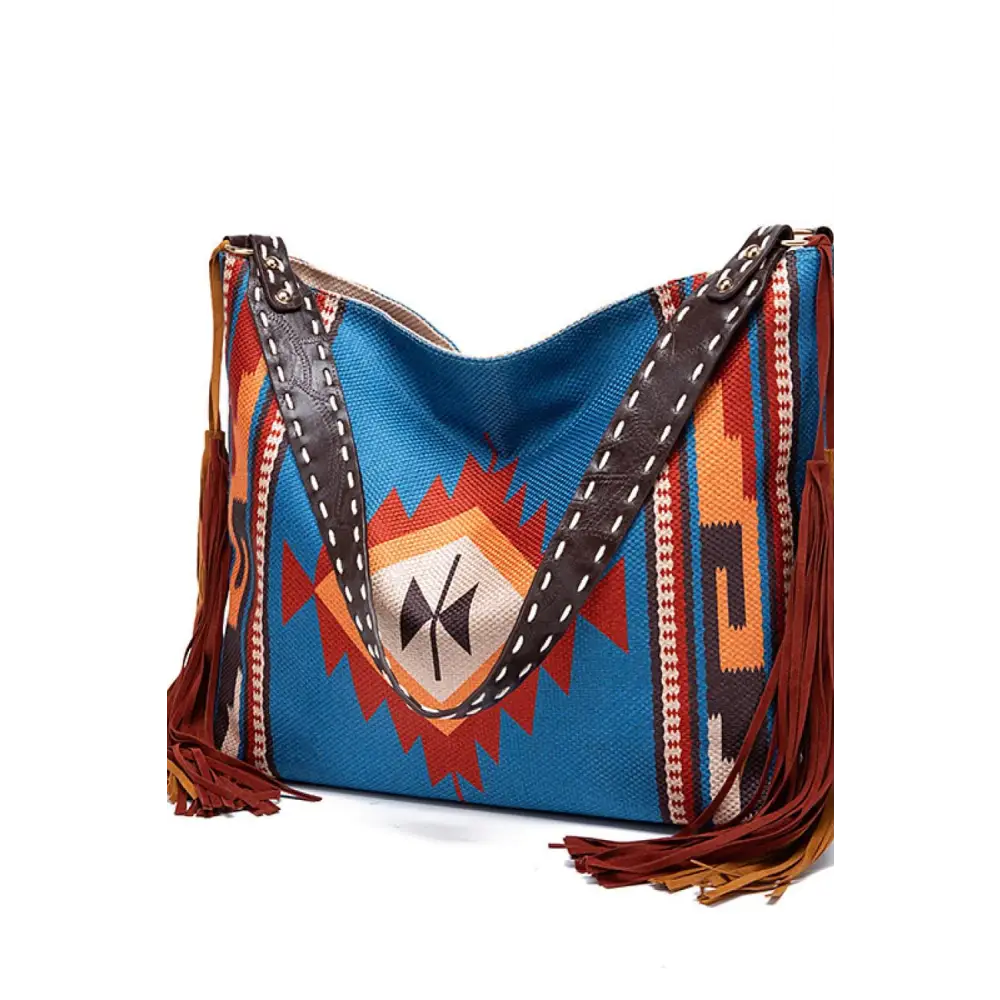 Trendy Geometric Canvas Tote Bag with Southwestern Flair