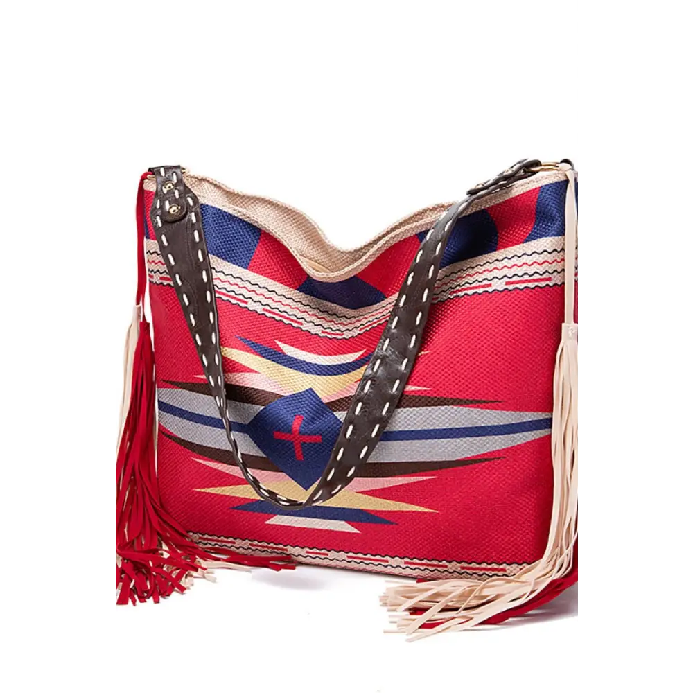 Trendy Geometric Canvas Tote Bag with Southwestern Flair