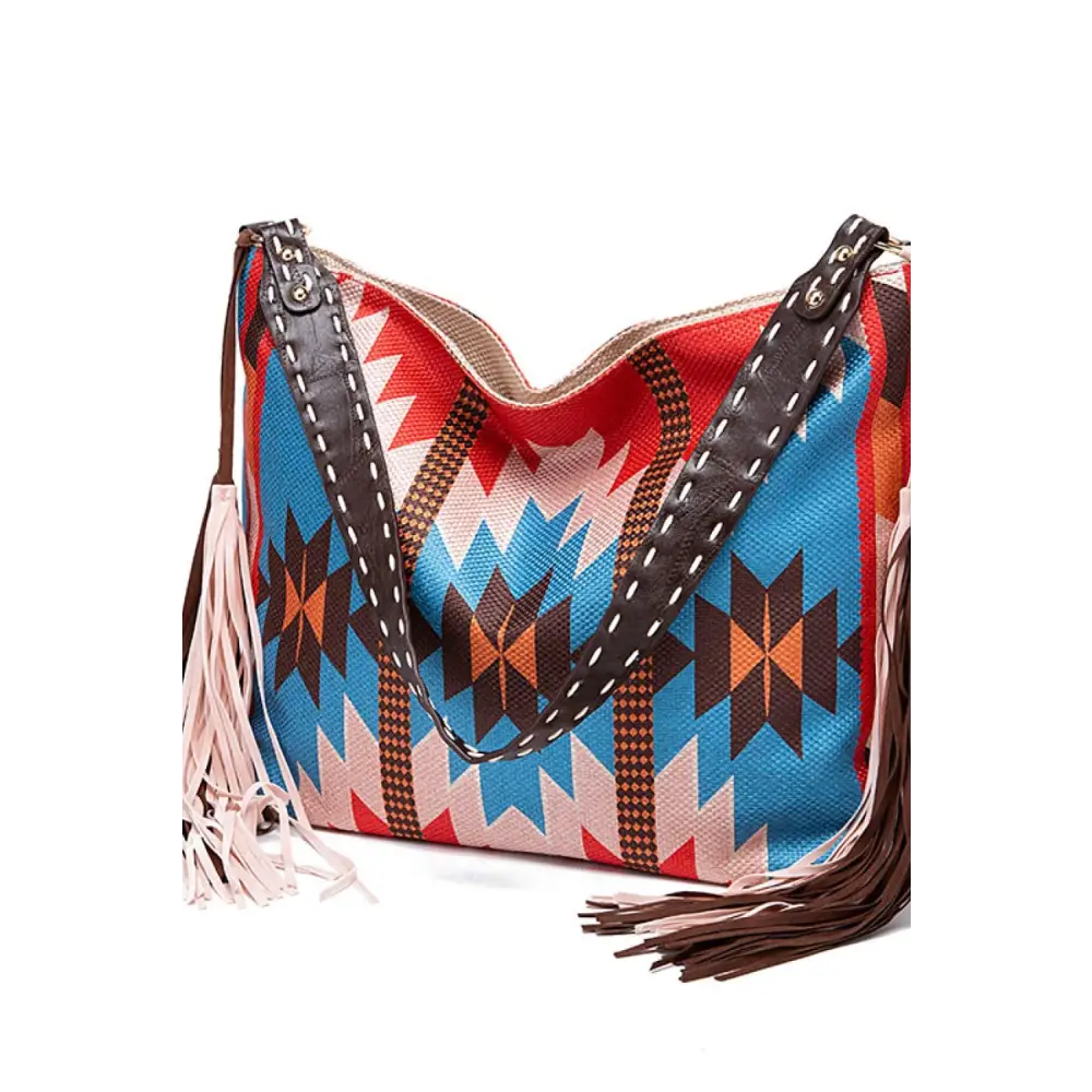 Trendy Geometric Canvas Tote Bag with Southwestern Flair