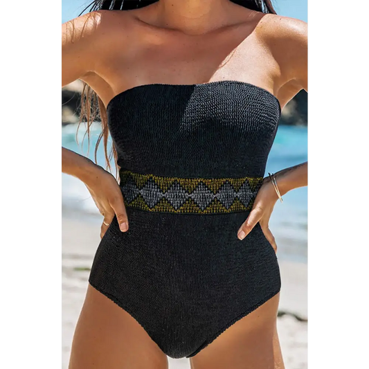 Geometric Tube Sleeveless One-Piece Swimwear - CM Fashion