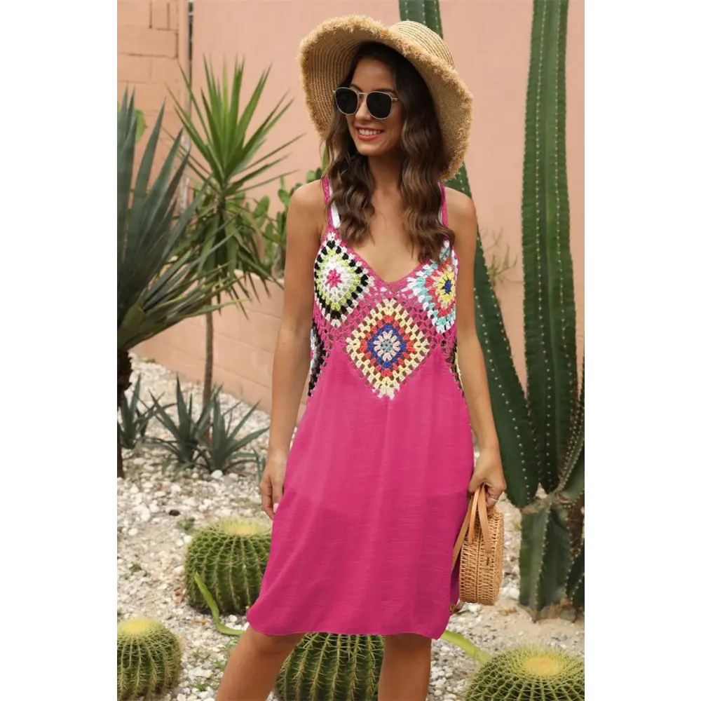 Stunning Geometric V-Neck Spaghetti Strap Beach Cover Up