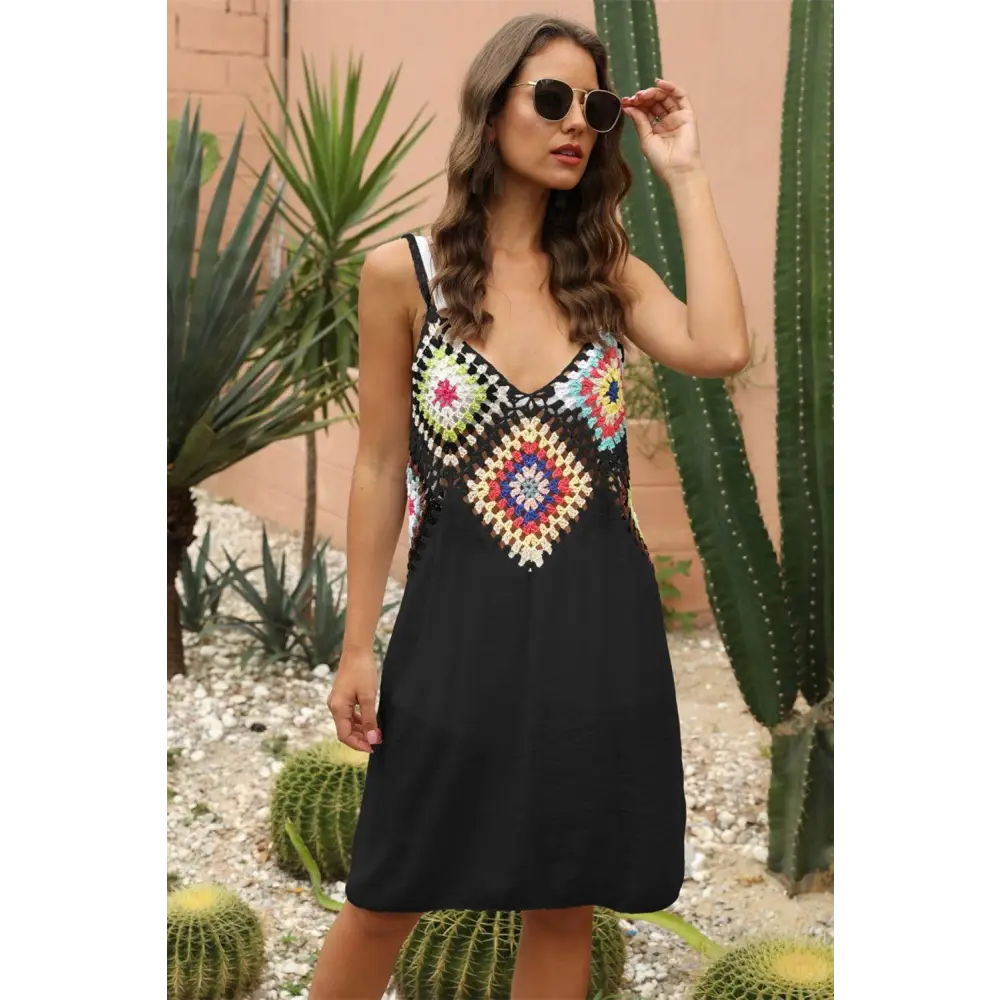 Stunning Geometric V-Neck Spaghetti Strap Beach Cover Up