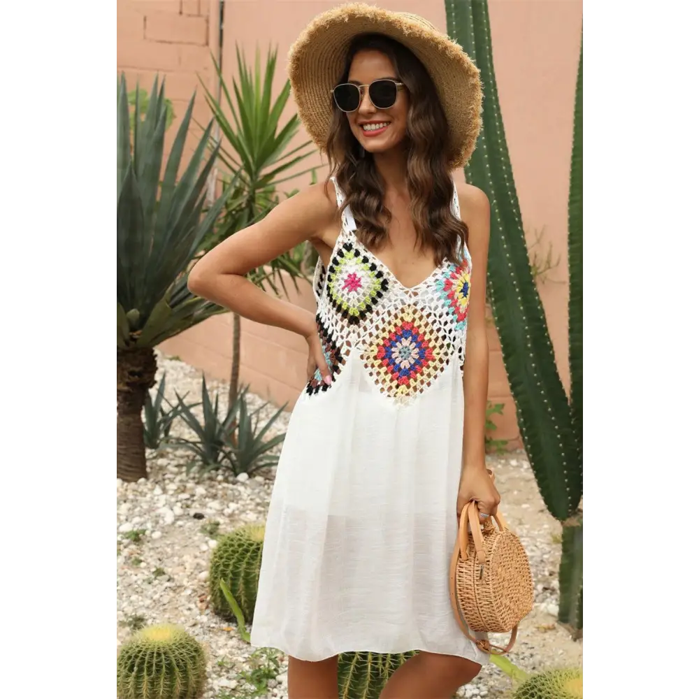 Stunning Geometric V-Neck Spaghetti Strap Beach Cover Up