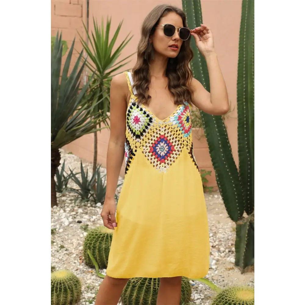 Stunning Geometric V-Neck Spaghetti Strap Beach Cover Up