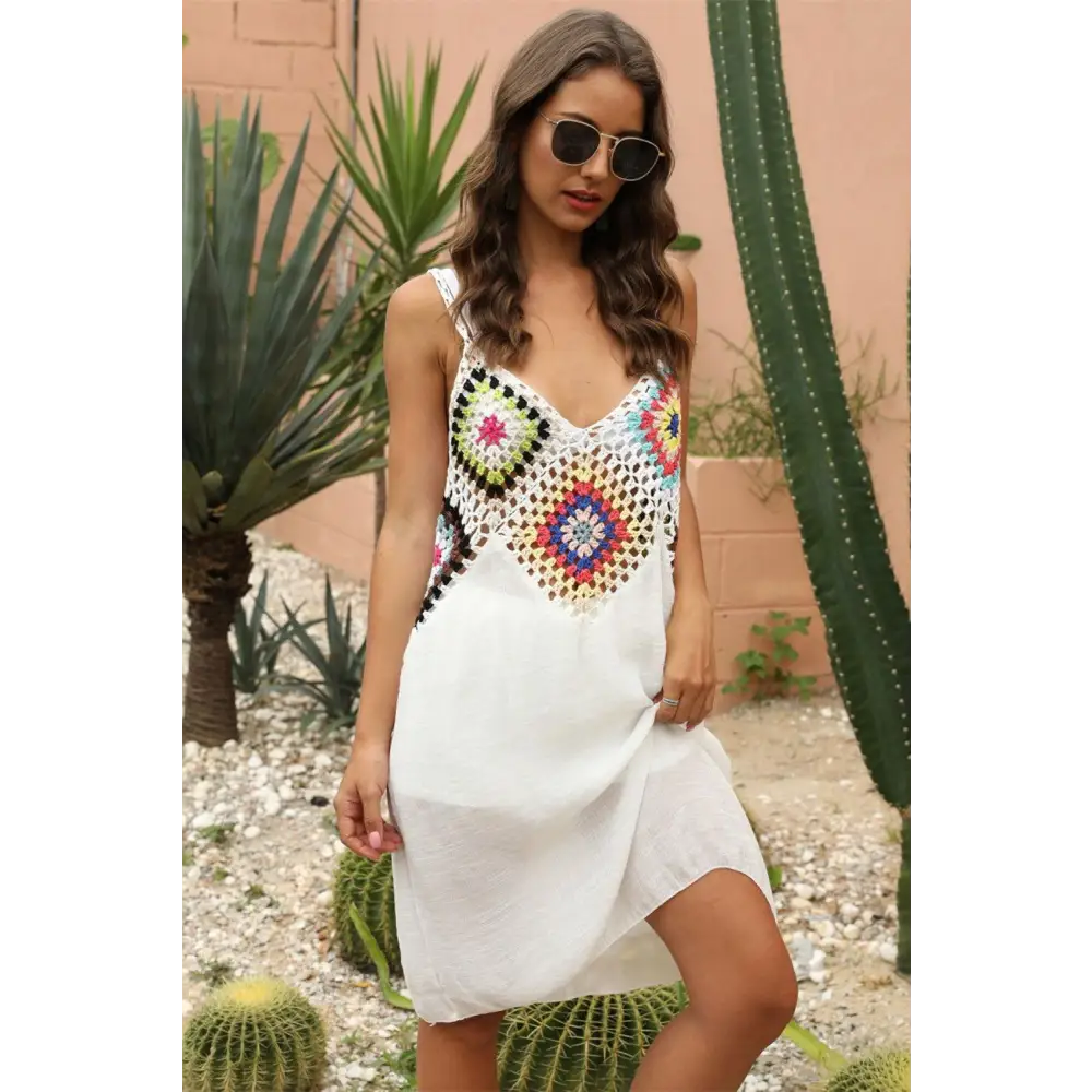 Stunning Geometric V-Neck Spaghetti Strap Beach Cover Up