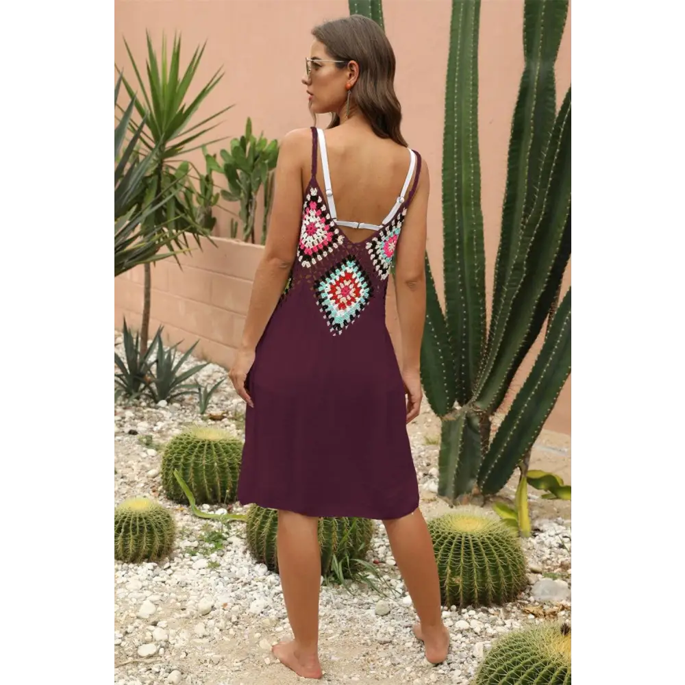 Stunning Geometric V-Neck Spaghetti Strap Beach Cover Up