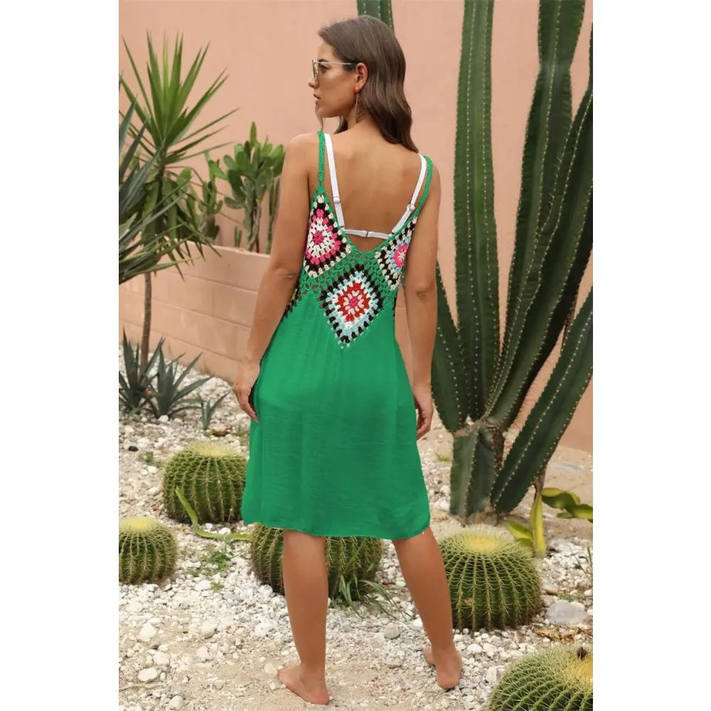 Stunning Geometric V-Neck Spaghetti Strap Beach Cover Up