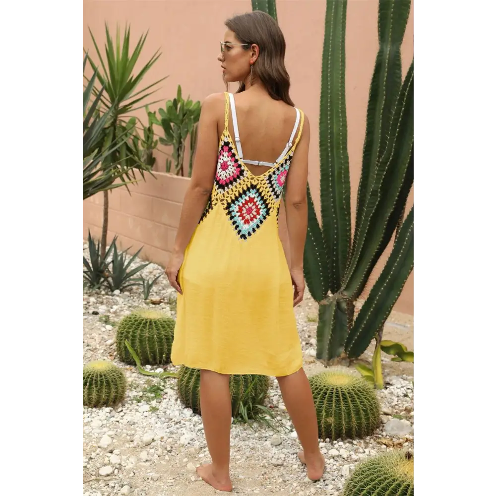 Stunning Geometric V-Neck Spaghetti Strap Beach Cover Up