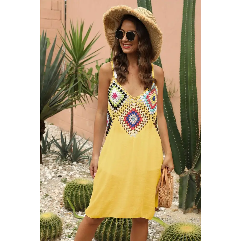 Stunning Geometric V-Neck Spaghetti Strap Beach Cover Up