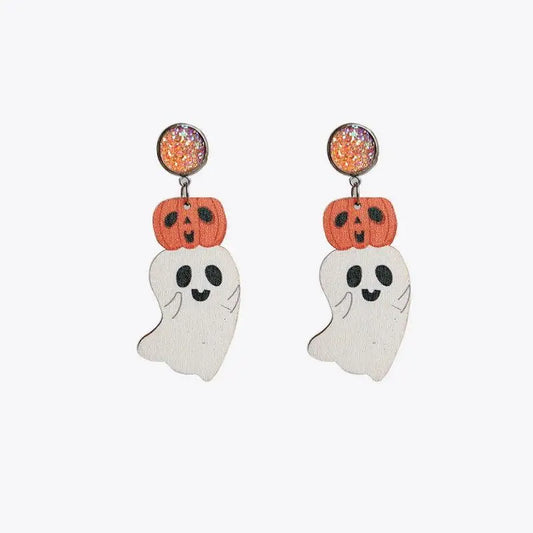 Ghost Shape Wooden Dangle Earrings - CM Fashion