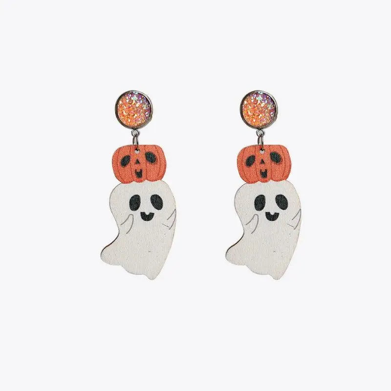 Ghost Shape Wooden Dangle Earrings