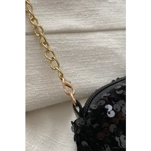 Glamorous Sequin Removable Strap Shoulder Bag with Gold Chain