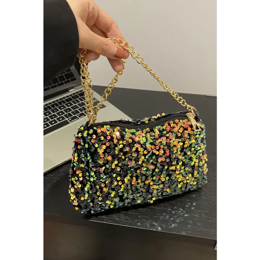 Sequin Removable Strap Shoulder Bag - CM Fashion