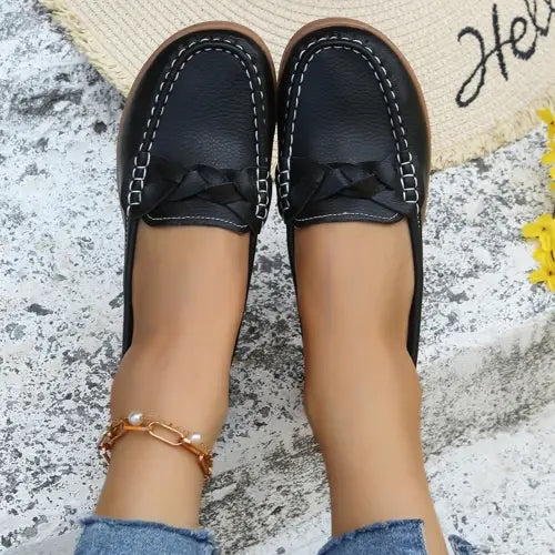 Glamorous Weave Wedge Heeled Loafers