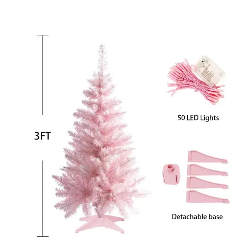 Glowing Desktop Christmas Tree in Pink & Green for Festive Decor