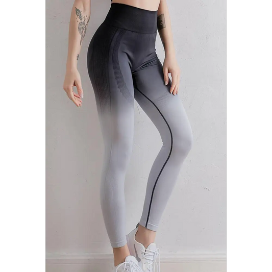 Gradient High Waist Sports Leggings - Black/White / S - CynthiaMonica CM