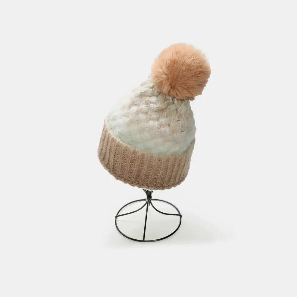 Cozy Up in Style with Miara's Gradient Knit Hat and Fluffy Pompom