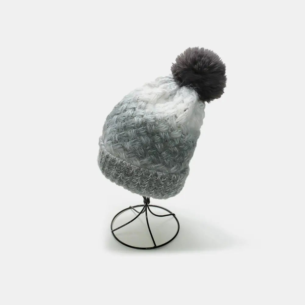 Cozy Up in Style with Miara's Gradient Knit Hat and Fluffy Pompom