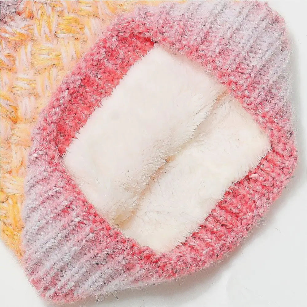 Cozy Up in Style with Miara's Gradient Knit Hat and Fluffy Pompom