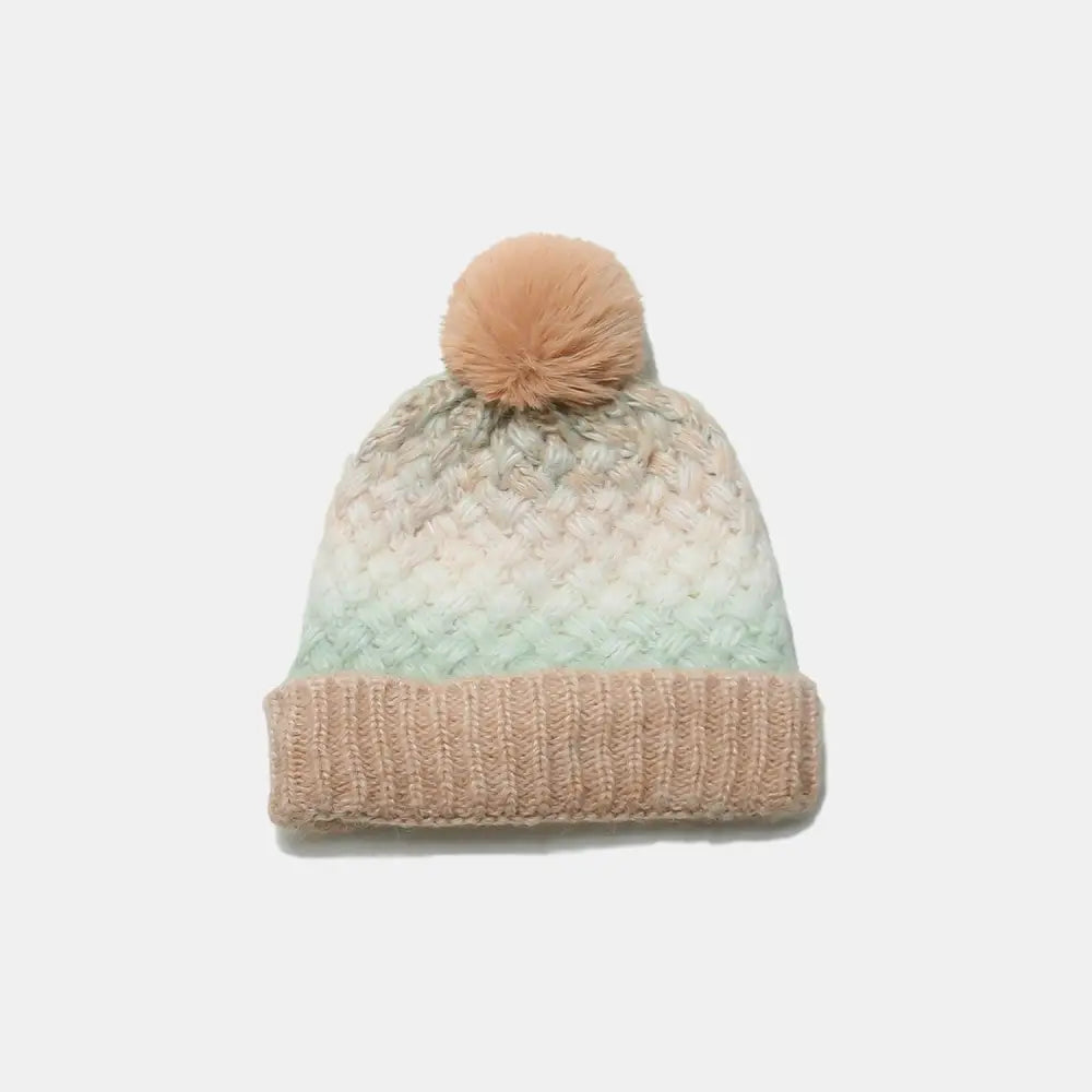 Cozy Up in Style with Miara's Gradient Knit Hat and Fluffy Pompom