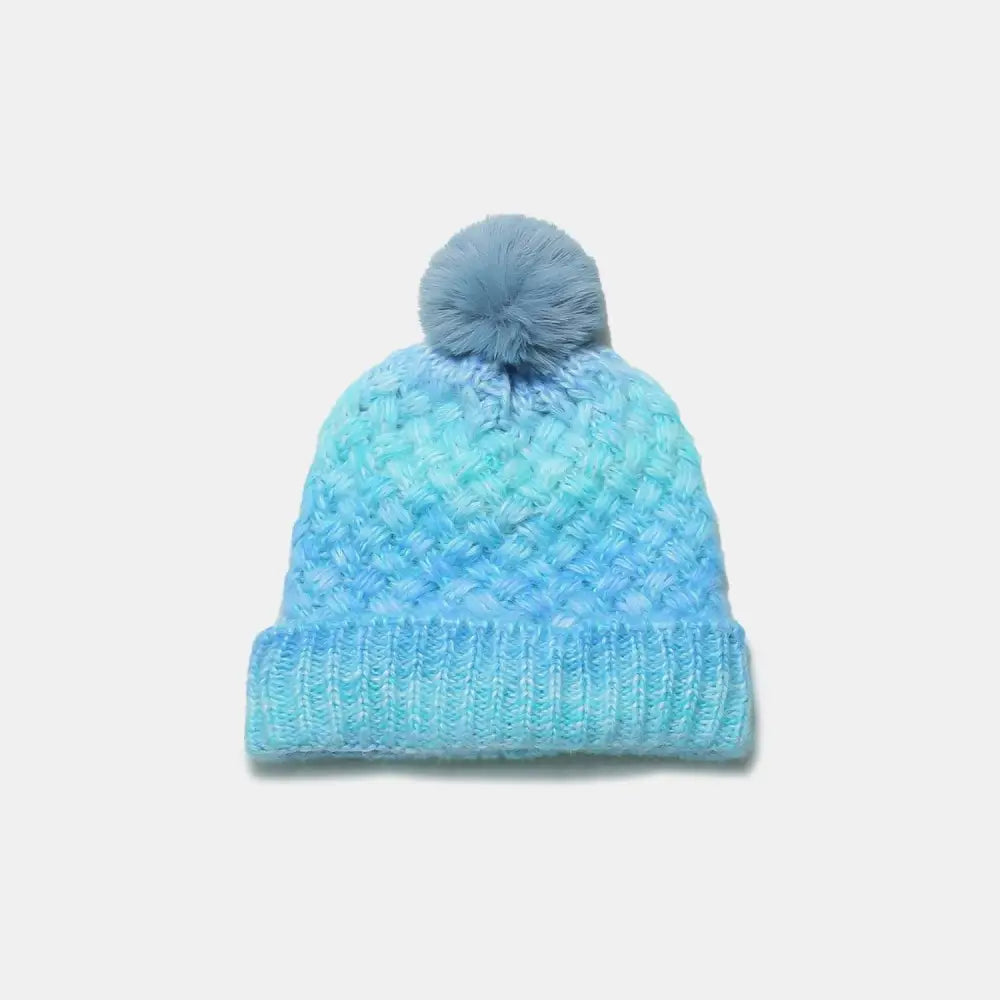 Cozy Up in Style with Miara's Gradient Knit Hat and Fluffy Pompom