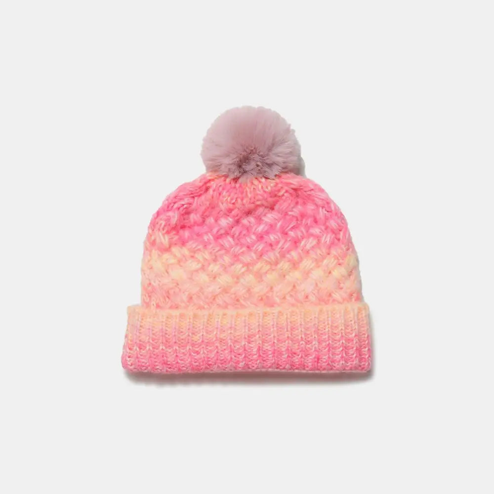 Cozy Up in Style with Miara's Gradient Knit Hat and Fluffy Pompom