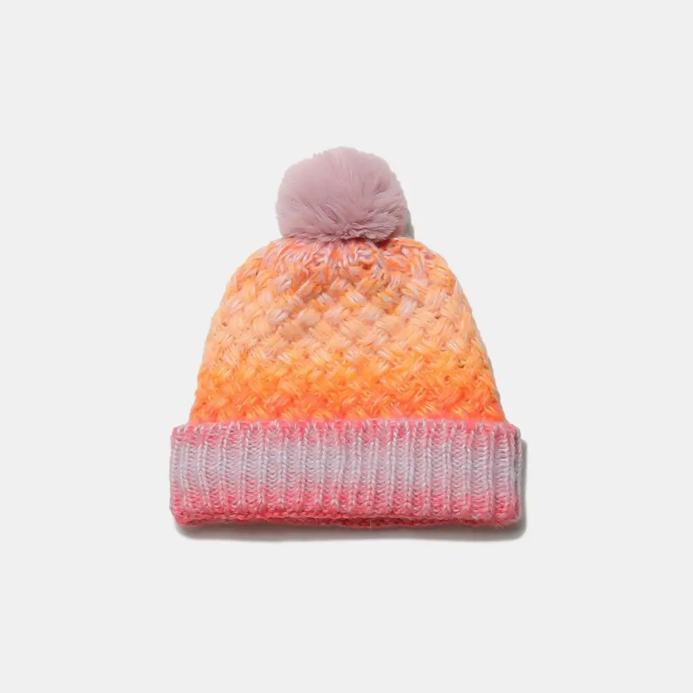 Cozy Up in Style with Miara's Gradient Knit Hat and Fluffy Pompom