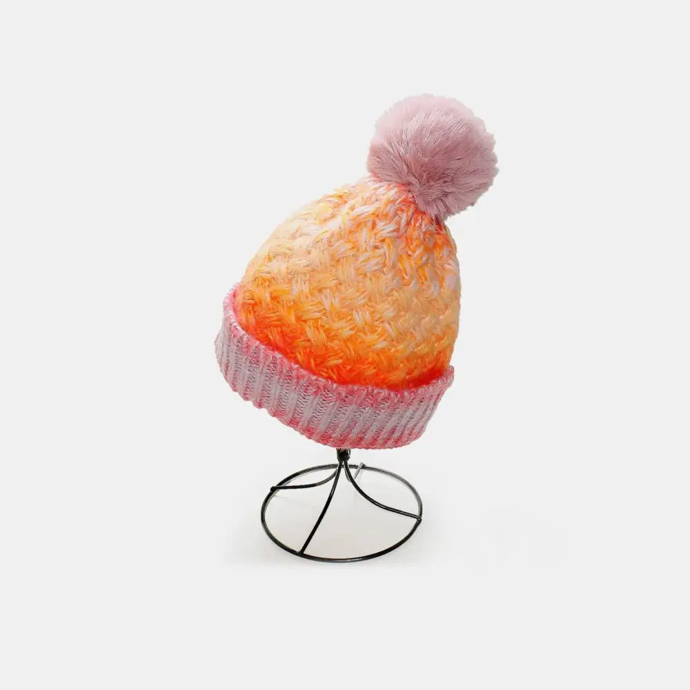 Cozy Up in Style with Miara's Gradient Knit Hat and Fluffy Pompom