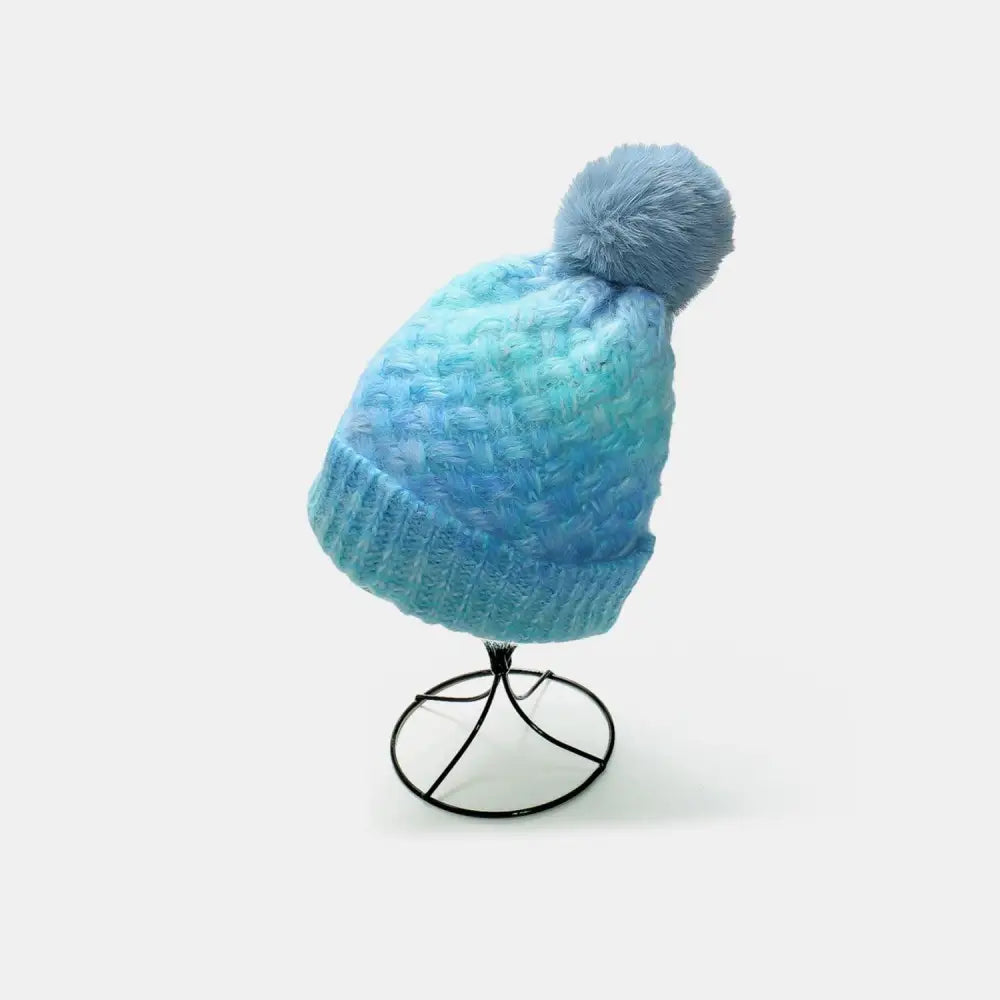 Cozy Up in Style with Miara's Gradient Knit Hat and Fluffy Pompom