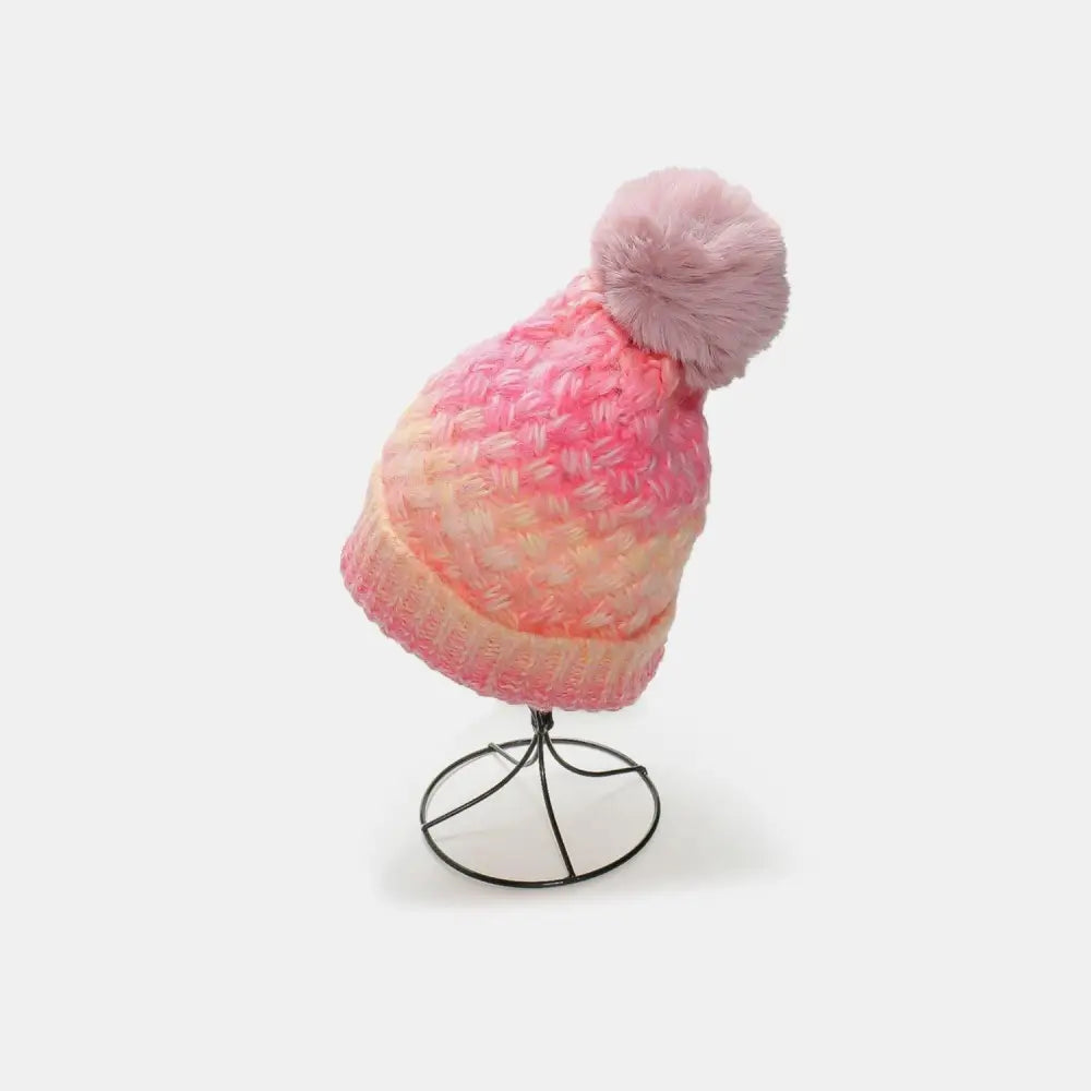 Cozy Up in Style with Miara's Gradient Knit Hat and Fluffy Pompom