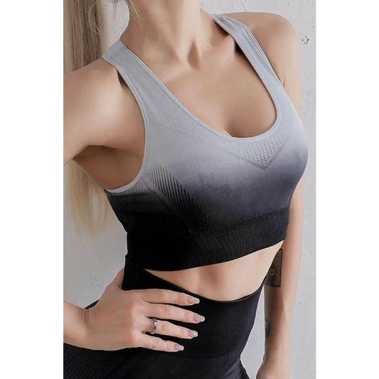 Gradient Racerback Sports Bra - Black/Grey / S - CynthiaMonica CM