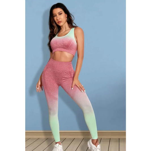 Gradient Sports Tank and Leggings Set - Strawberry / XS - CynthiaMonica CM