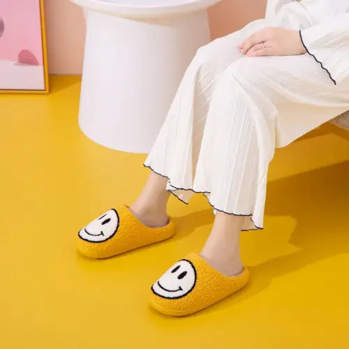 Groove in Comfort with Melody Smiley Face Cozy Slippers