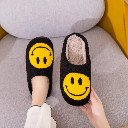 Groove in Comfort with Melody Smiley Face Cozy Slippers