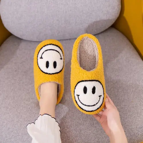 Groove in Comfort with Melody Smiley Face Cozy Slippers